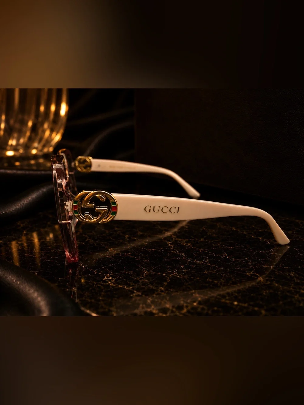 Gucci Pink Square Frame Women's Sunglasses